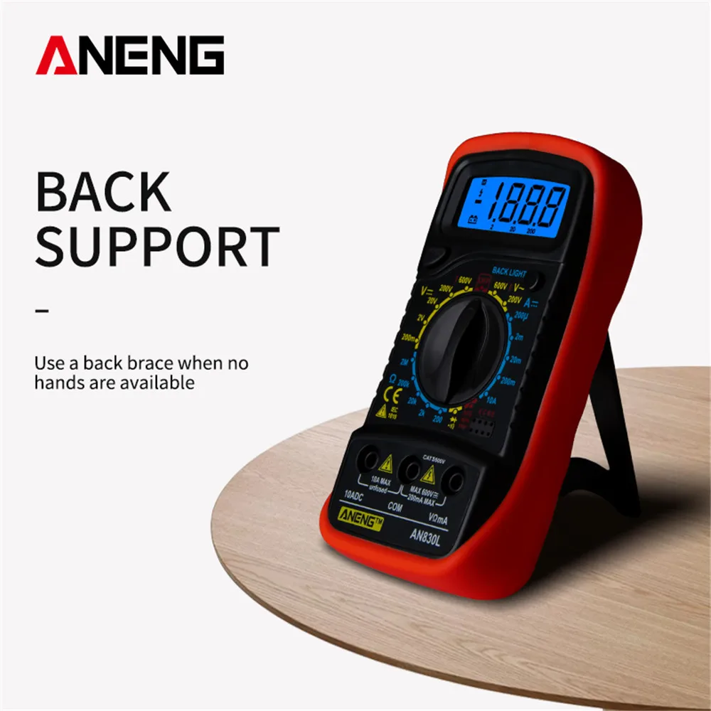 ANENG AN830L Ручной цифровой мультиметр с ЖК-подсветкой Портативный AC/DC амперметр вольтметр тестер напряжения метр Multimetro