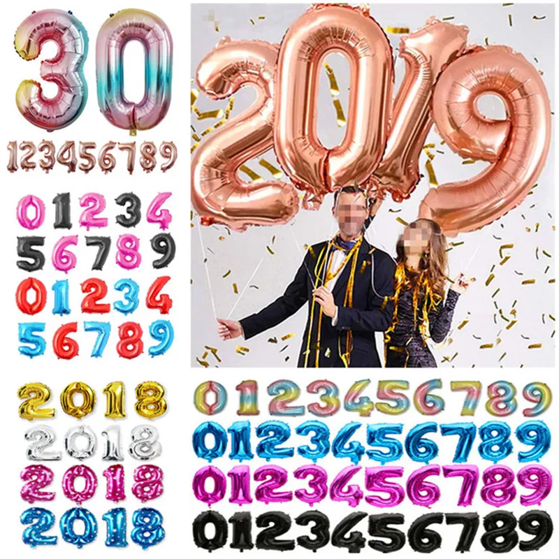 

High Quality 32 Inch Number Balloons Blue Black Gold Silve Number Foil Balloons Baby Shower Happy Birthday Party Wedding Globos