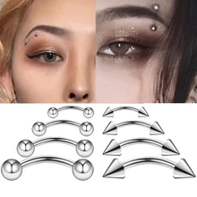 2PCS Stainless Steel Helix Goth Navel Belly Button Rings Eyebrow Nipple Piercing Cartilage Earrings Stud Body Jewelry For Women