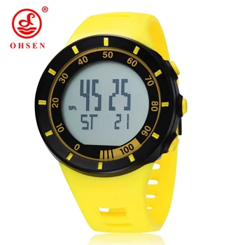 

Digital Men Women Watch Alarm Stopwatch Yellow electronic Unisex Wristwatch 50M Waterproof Running Male Watches reloj hombre