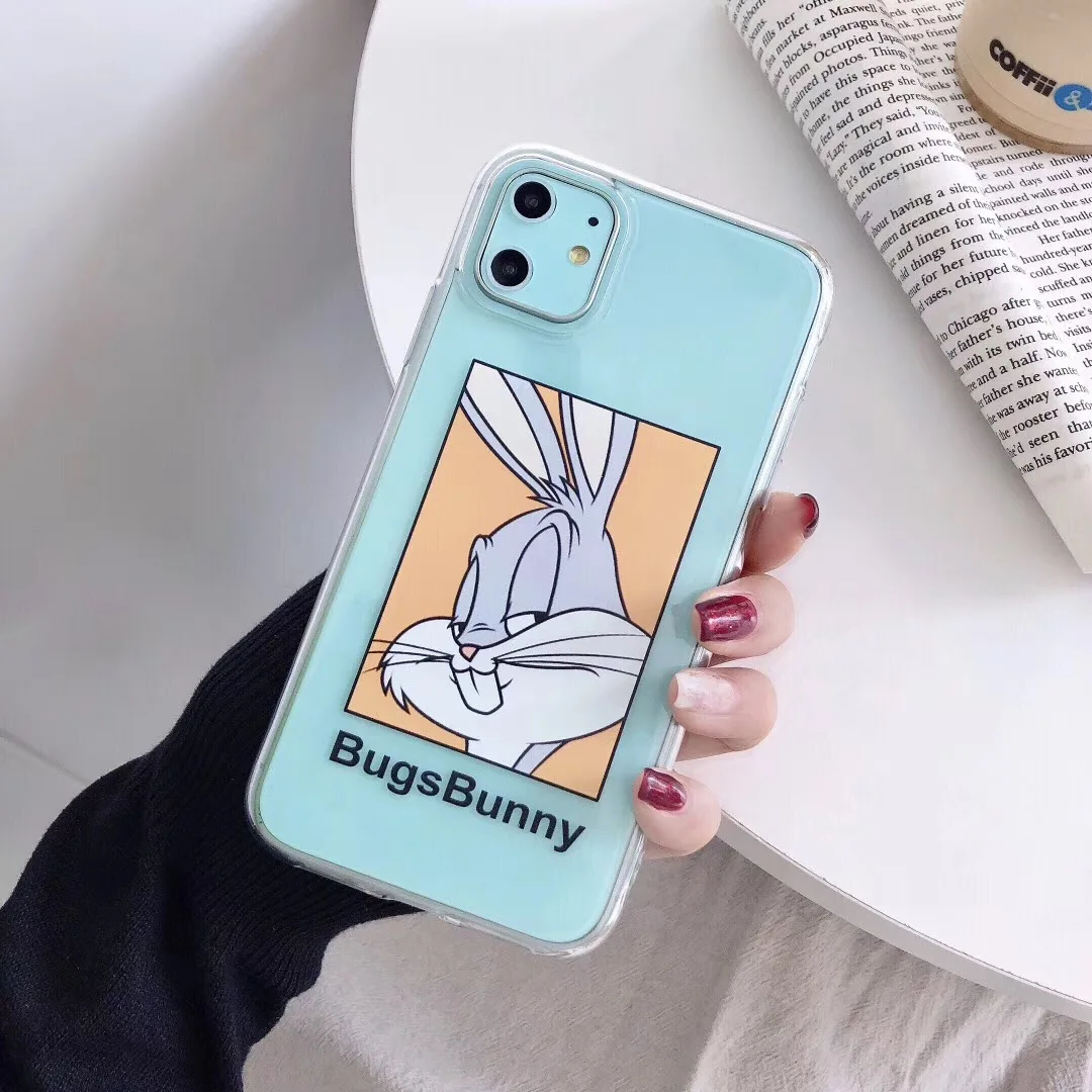 Милый чехол для телефона с кроликом из мультфильма Bugs Bunny для Apple iPhone 7 8 6 S Plus 11 Pro X XS Max XR прозрачный мягкий чехол из ТПУ