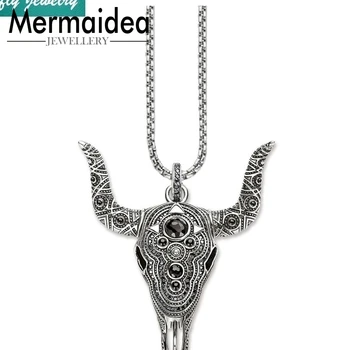 

Buffalo Head Bull Skull Pendants Necklaces Punk silver plated Rebel Fashion Jewelry Gift Heart Men Women Jewellery