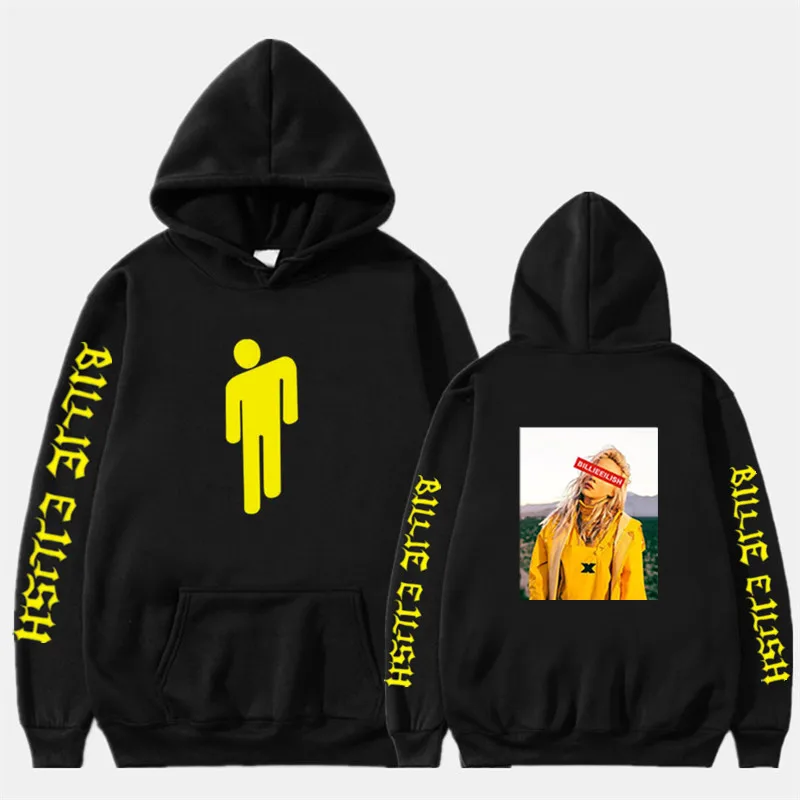 1 black Горячая Распродажа, худи с принтом Billie Eilish, женские/мужские толстовки с капюшоном и длинным рукавом, повседневные трендовые уличные толстовки - Цвет: 1 black