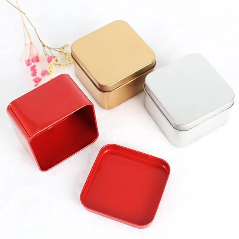 

Square Tea Candy Storage Box Wedding Favor Tin Box Sundries Earphone Cable Organizer Container Gift Case LX8644