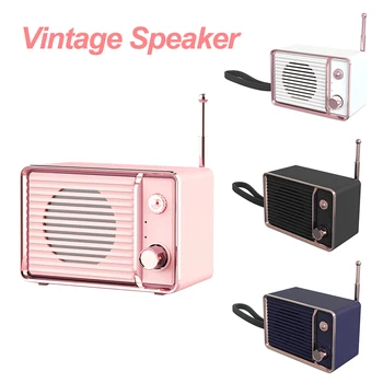 

Mini Retro Vintage Speaker Portable Wireless Bluetooth 3D Surround Stereo Soundbar Loudspeaker HIFI Heavy Bass Music Simulate TV