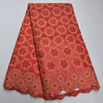 

Red color African Cotton Lace Fabric High Quality African Swiss Voile Lace Fashion French Mesh Lace Fabric For Wedding VH5-8