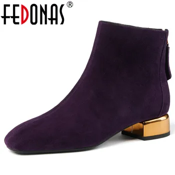 

FEDONAS 2020 Quality Kid Suede Female Short Boots Classis Chelsea Boots Dancing Shoes Woman Autumn Winter Warm Women Ankle Boots
