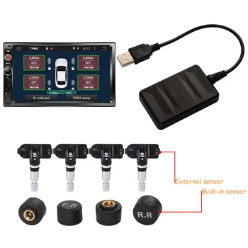 

Car Tire Pressure Monitor Navigation Tire Pressure Safety System With 4 Sensors, Connected To Android car DVD Navigation System