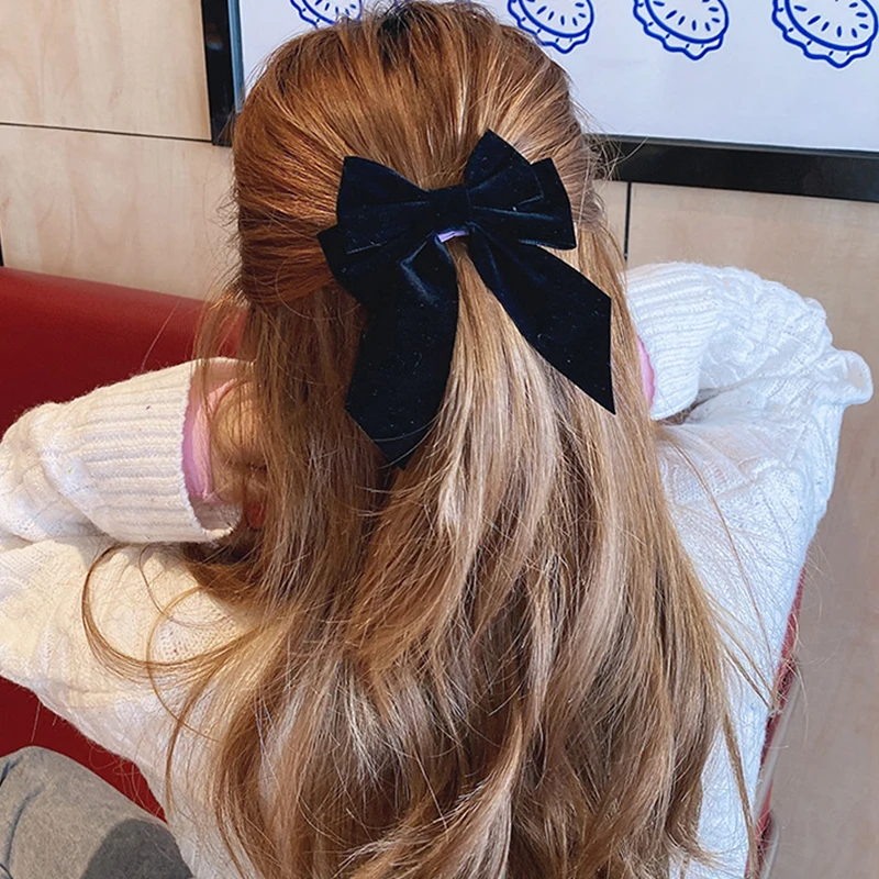 head wrap for women Haimeikang Bow Hair Clip Black Velvet Hair Bows Hairpins Women Elegant Barrette Girls Bowknot Hair Accessories cute hair clips