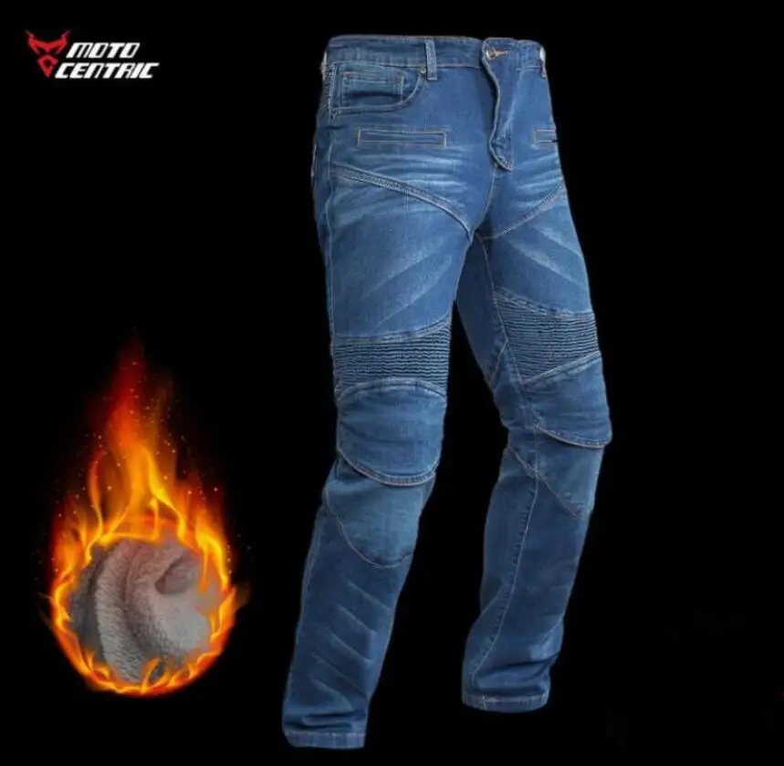 

AAA Quality Winter Motorcycle thickened plus velvet jeans Cold-proof Warm Stretch Motorcycle pants Anti-fall racing pants MC