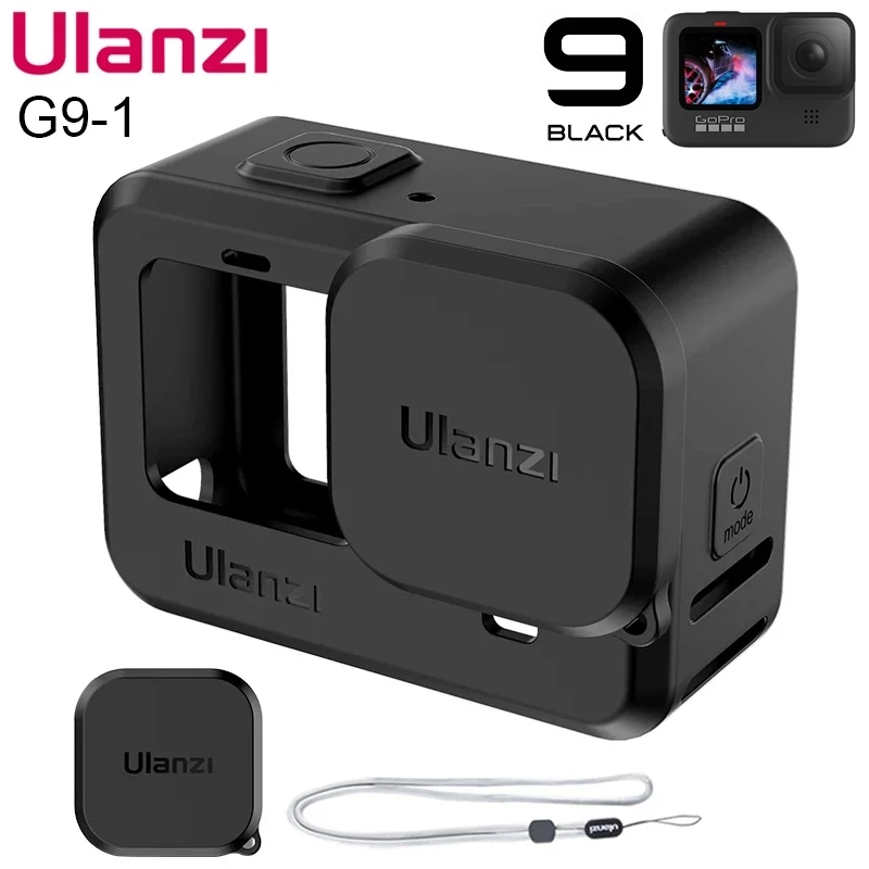 Силиконовый защитный чехол Ulanzi + Крышка для объектива GoPro Hero 9 черный рукав рамка