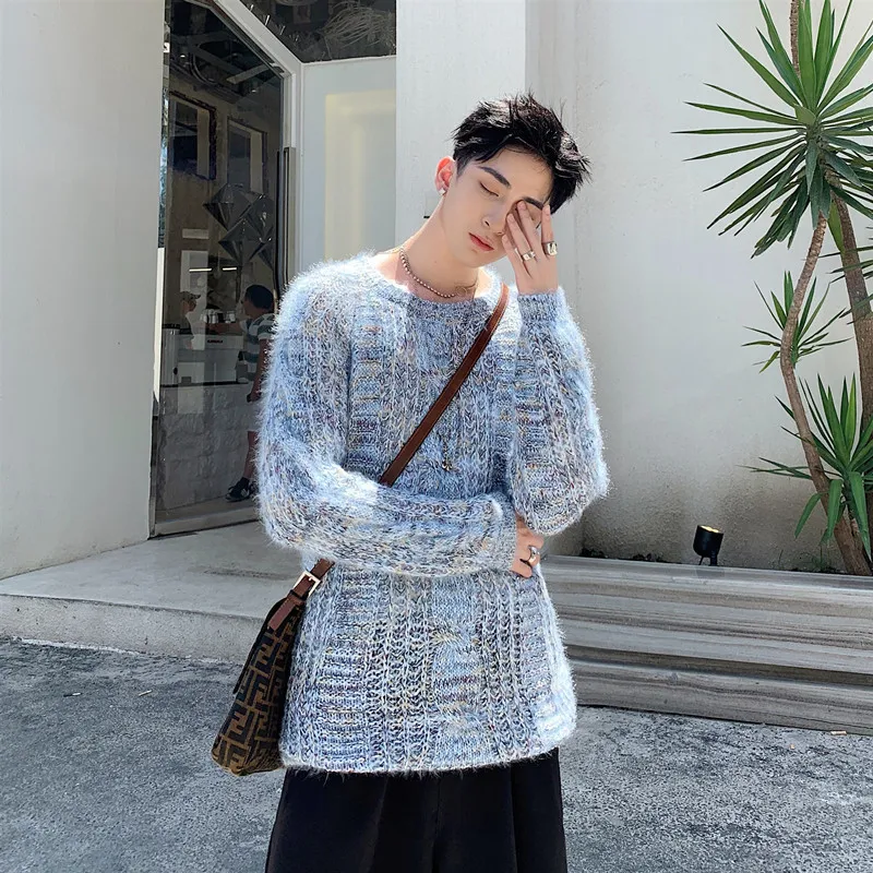 Winter New Sweater Men Warm Fashion Plush Knit Sweter Men Streetwear Wild Loose O-neck Long-sleeved Pullover Man Clothes Winter New Sweater Men Warm Fashion Plush Knit Sweter Men Streetwear Wild Loose O-neck Long-sleeved Pullover Man Clothes