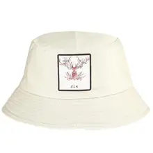 Летние женские Панамы рыболовные плоские рыбацкие мужские лося принт белая хлопковая шляпа от солнца унисекс детская большая солнцезащитная Кепка