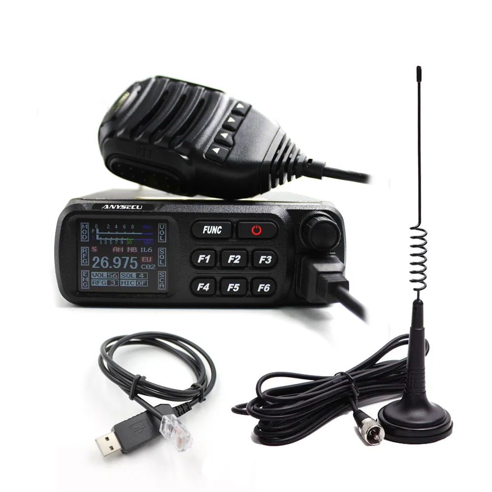 Anysecu CB-27 4 Вт 26,965-27,405 МГц CB радио коротковолновой мобильный радио FM AM Режим Citizen Band lisence радио A-CB27 - Цвет: Add-USB-Antenna
