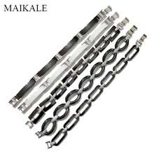 MAIKALE роскошный керамический браслет из нержавеющей стали браслет из циркония драгоценный камень CZ браслеты для женщин винтажные Ювелирные изделия Подарки