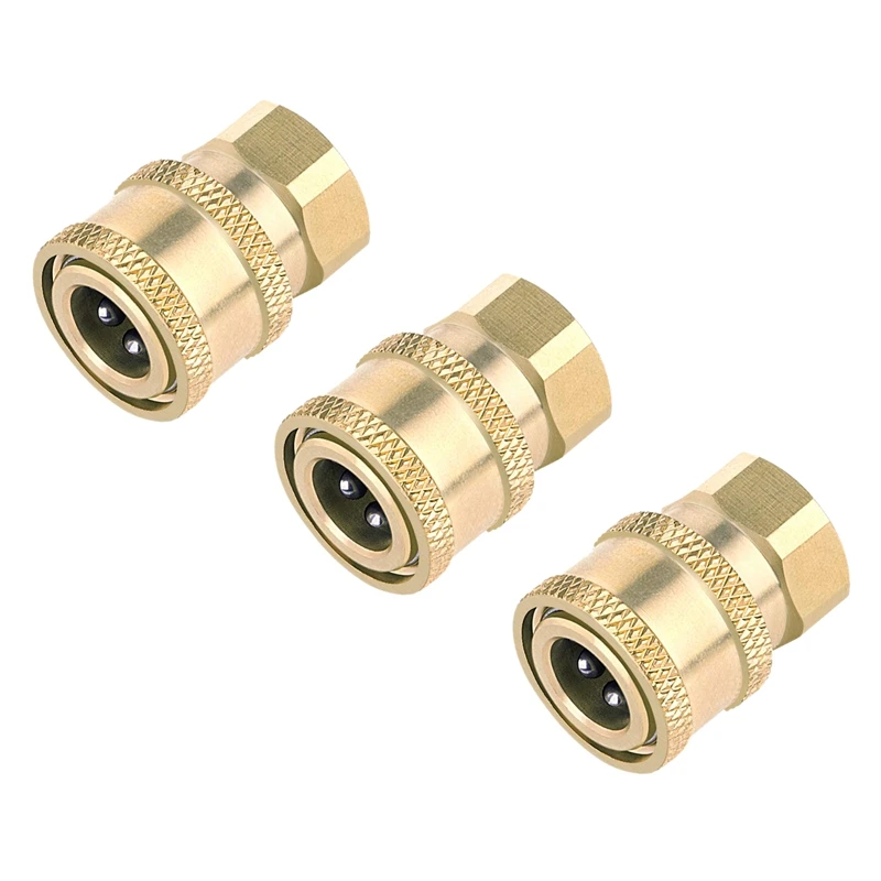 

LUDA 3 Pack Pressure Washer Coupler, Quick Connect Fittings 1/4 Inch Quick Coupler Female NPT Socket