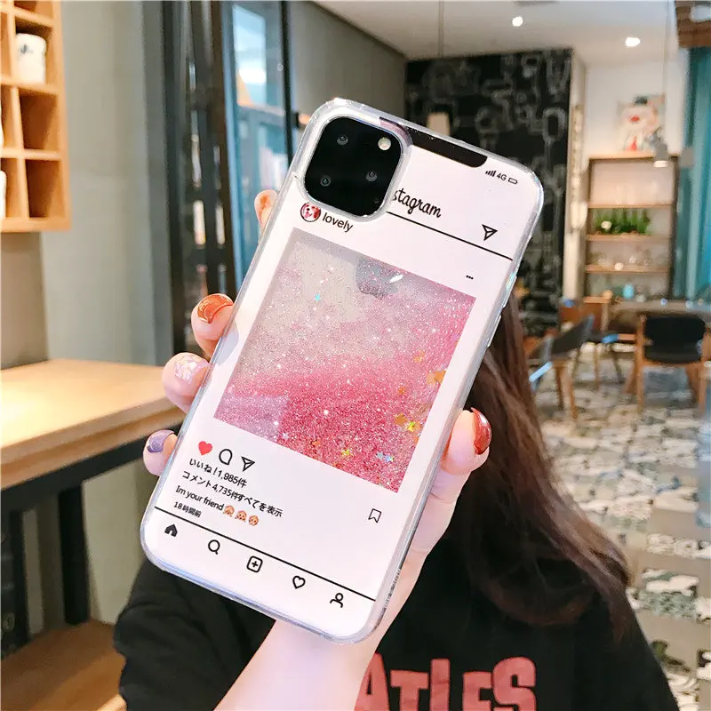 Чехол для iPhone X XS XSMAX Liquid heart Quicksand розовый чехол для iPhone 6 6S 7 8 Plus 11 Pro ProMax Quick sand TUP Чехлы Coque - Цвет: Pink