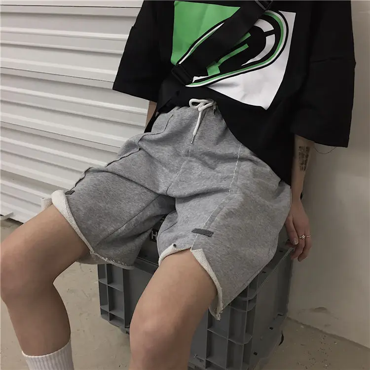 

2020 Summer New Youth Popular Men's Solid Color High Street Drawstring Five-point Pants Fashion Casual Straight Shorts