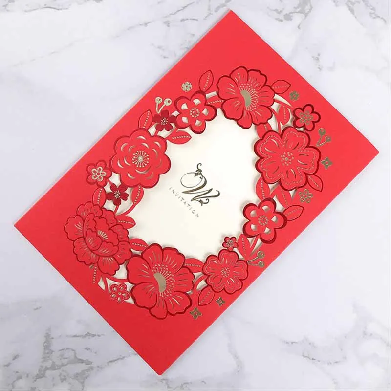  Party Accessories10 Pcs/Set Korean Style Laser Hollow Hot Stamping Invitation Wedding Invitation Wi - 4.00039E+12