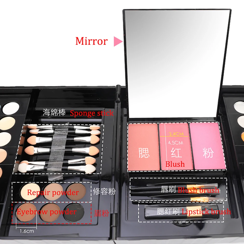 Брендовые палитры для макияжа набор с кисточкой матовые мерцающие тени век