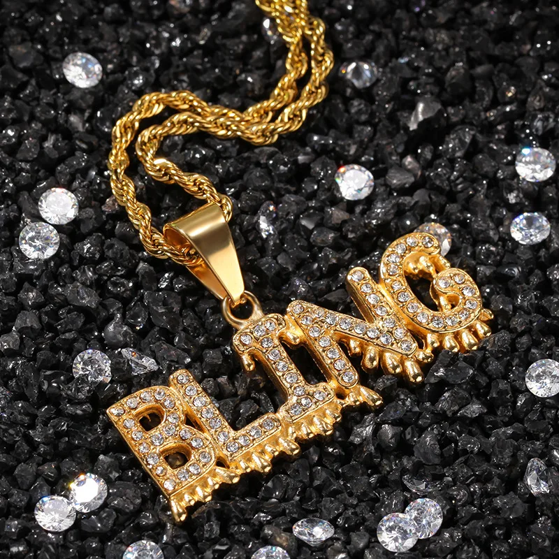 Мужские подвески в стиле хип-хоп, буквы Bling, нержавеющая сталь, никогда не выцветает, высокое качество, мужской хип-хоп, ожерелье, ювелирные изделия, подарки