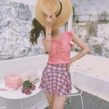 

Swimwear Women One Piece Large Size Swimming Suit For Swimsuit 2019 One-Piece Full Korea Swimsuits With Skirt Female Little