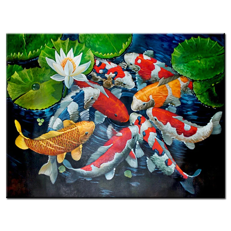 New pop appreciate koi fih diamond painting full squareround diamond embroidery sale crystal diamond mosaic diy 5d drill