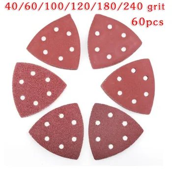 

Part Sandpaper Supplies 60pcs Hook & Loop Alumina Triangular Polishing