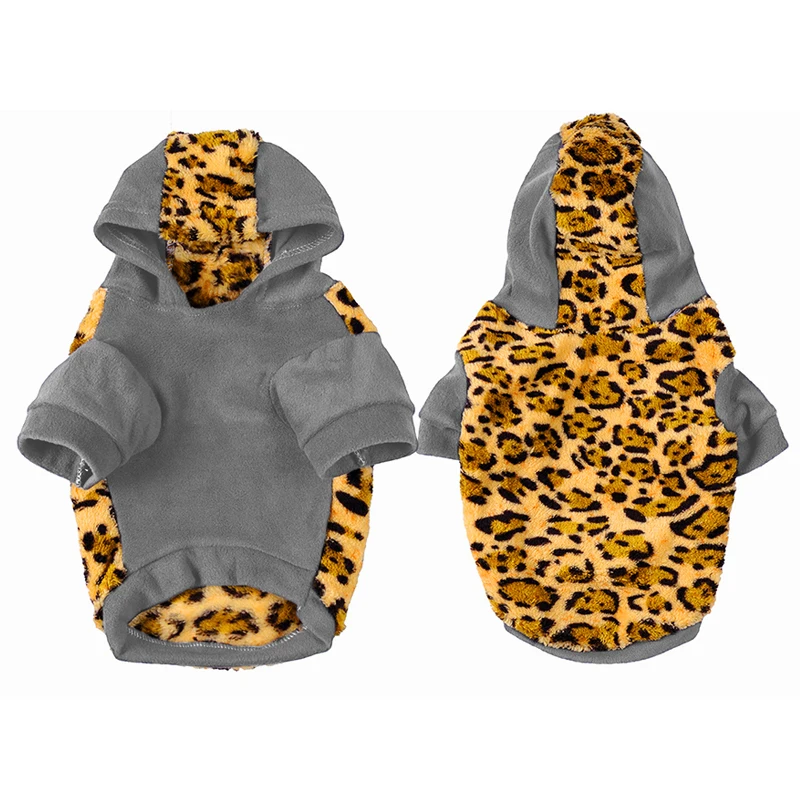 leopard Креативная леопардовая Одежда для собак Коралловая Флисовая теплая толстовка для собак Тедди осенняя одежда для щенка уитер модные товары для домашних животных высокого качества - Цвет: leopard