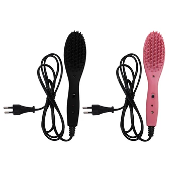 

Straightening Irons Electric Hair Straightener Brush Styling Hair Straightener Comb Wet & Dry Hair Care Styling Tools EU Plug