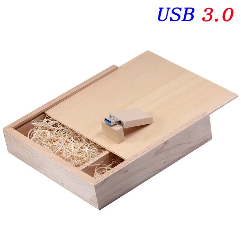 JASTER USB 3,0 деревянный альбом+ клен USB флэш-накопитель 4 ГБ 8 ГБ 16 ГБ 32 ГБ 64 Гб 128 ГБ Флешка карта памяти бесплатный логотип - Цвет: Maple with box