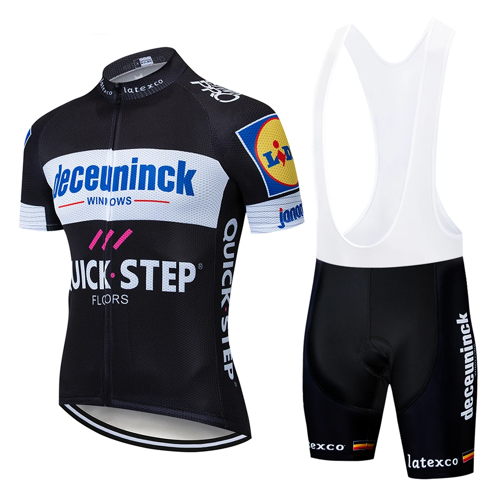 

2019 BlacK Quickstep Cycling Clothing Bike jersey Quick Dry Bicycle clothes mens summer team Cycling Jerseys 12D bike shorts set