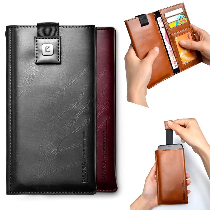 Universal Mobile Phone Bag 4.7-6.4 inch For iPhone Samsung Huawei Xiaomi OPP Vivo Flip Phone Case 2in1 Wallet Pouch Card Holder