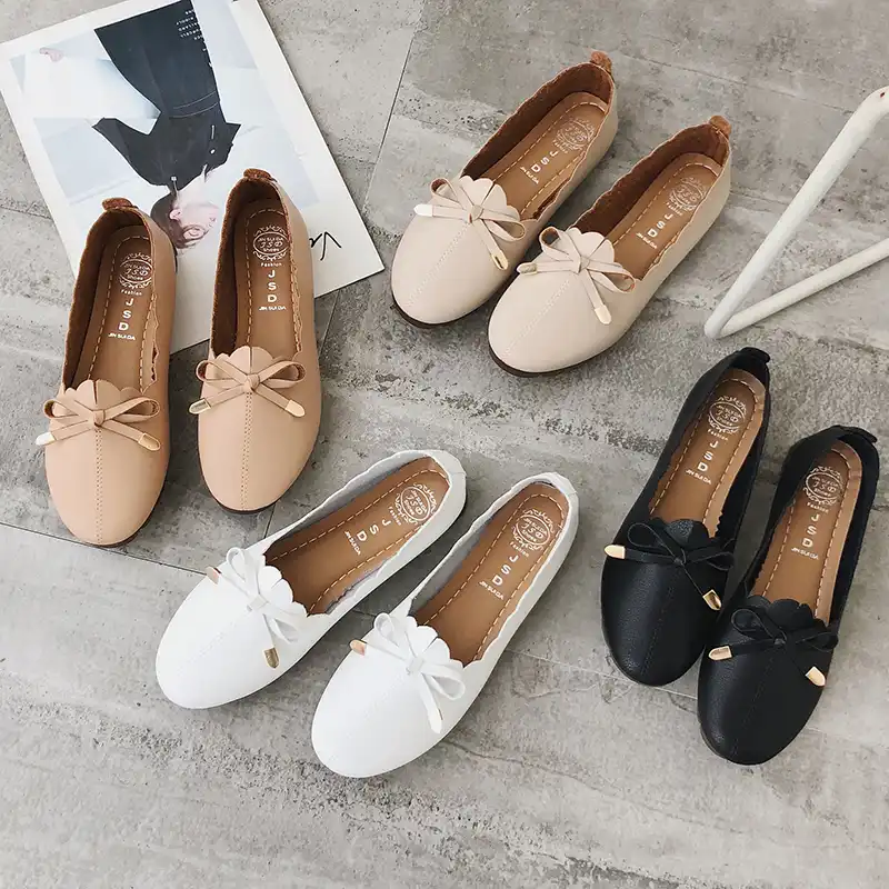 white slip on flats
