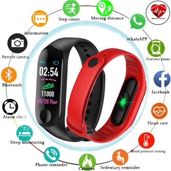 

M3 Smart Band Sport Bracelet Blood Pressure&HeartRate Monitor Smart Band Colorful Touch Screen Wristband Fitness Tracker V ID115