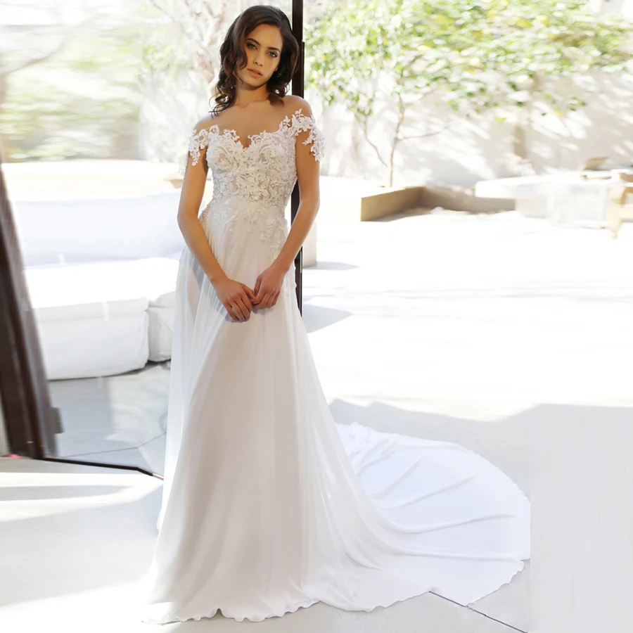 2019-Boho-Beach-Wedding-Dresses-Off-The-Shoulder-V-neck-Long-Train-Bridal-Wedding-Gowns-Robe