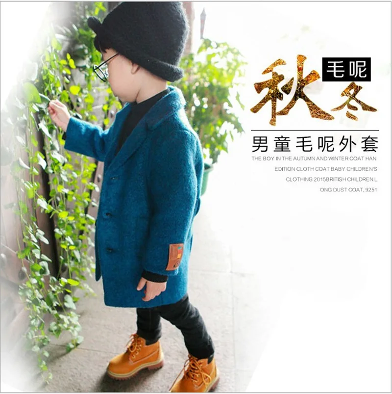 

BOY'S 2018 Winter Style Duffle Coat Children Korean-style Woolen Jacket Candy-Colored Baby Padded Trench Coat