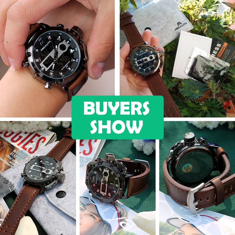 Megalith Men Sports Quartz Watch Men Multifunction Waterproof Luminous Wristwatch Men Dual Dispay-6