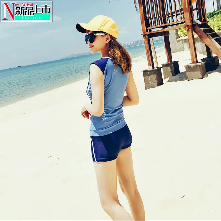 

2018 New Style Women's Split Type Conservative Students Belly Covering Slimming Athletic WOMEN'S Boyshorts Swimming Suit
