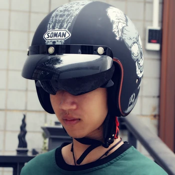 

Classic Half Face Dual Visors 3/4 Chopper Helmets Soman SM521 Retro Dot Motorcycle Helmet casco capacete moto