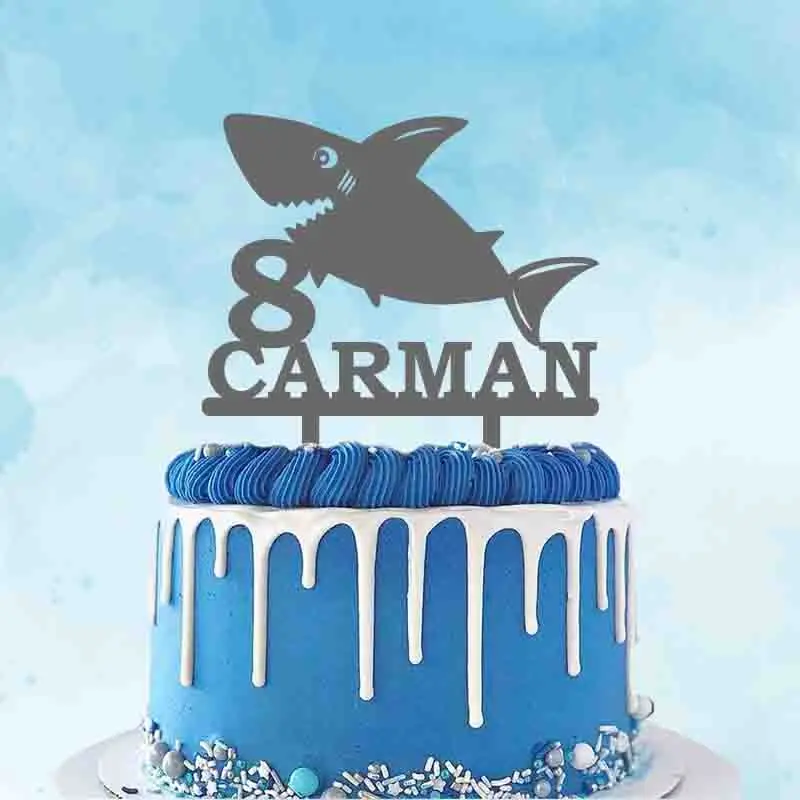 Shark Jaws With Name And Age Personalized Birthday Cake Topper UK ...