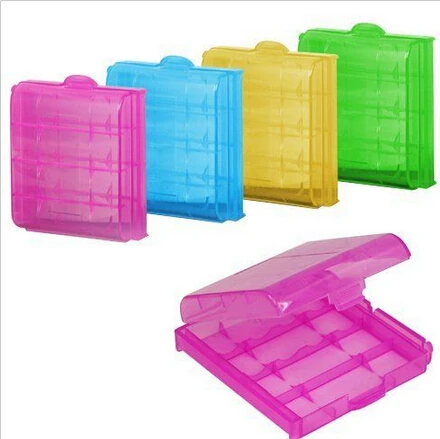 Battery Storage Boxes  For AA AAA  5 Colors Hard Plastic Case Holder Storage Box 6.5 X 6.0 X 1.7cm