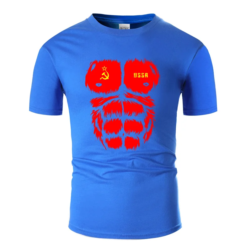 Men-Blue Дизайн Gorilla Udssr дизайн с флагом футболка с круглым вырезом Мужская армейский зеленый Мужская футболка подарок хип-хоп топы с коротким рукавом - Цвет: Men-Blue