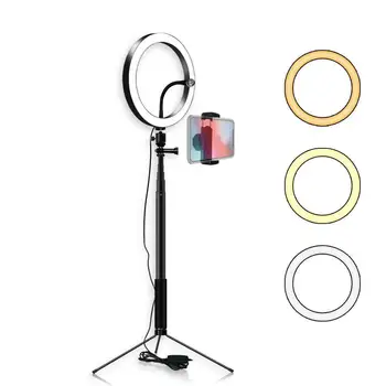 

Ring Light 16/20/26cm Photography LED Selfie Lighting Dimmable For Makeup Video Live Studio With Total 180cm Tripod & USB Plug