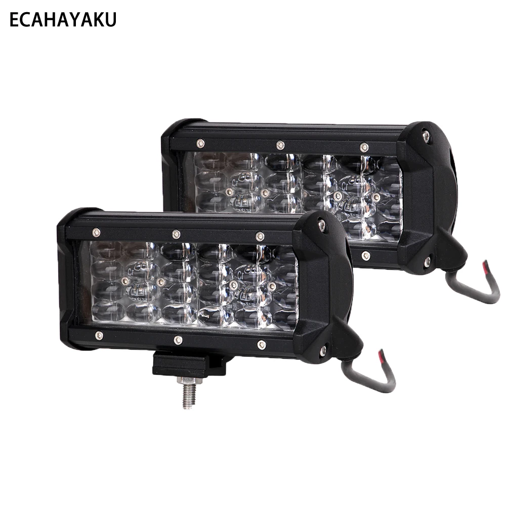 2 предмета Quad строк 7 дюймовый светодиодный бар рабочий светильник 12V 72W 7200lm 6000 К белый свет для бездорожья Dirivng автомобилей 4x4 двигатель экскаватора для вагонетки с противовесом
