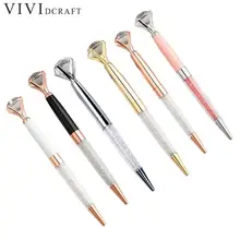 1 шт. новая хрустальная шариковая ручка модная для девочек большая металлическая Свадебная Алмазная шариковая ручка на день рождения флеш-накопитель со стразами празднование I0Z2