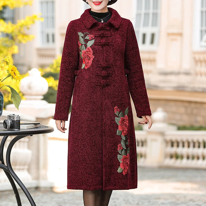 

Middle-aged Mom Winter Lambs Wool Overcoat Western Style Kuotaitai Nobility Large Size Middle-aged Thick Warm Coat Women's