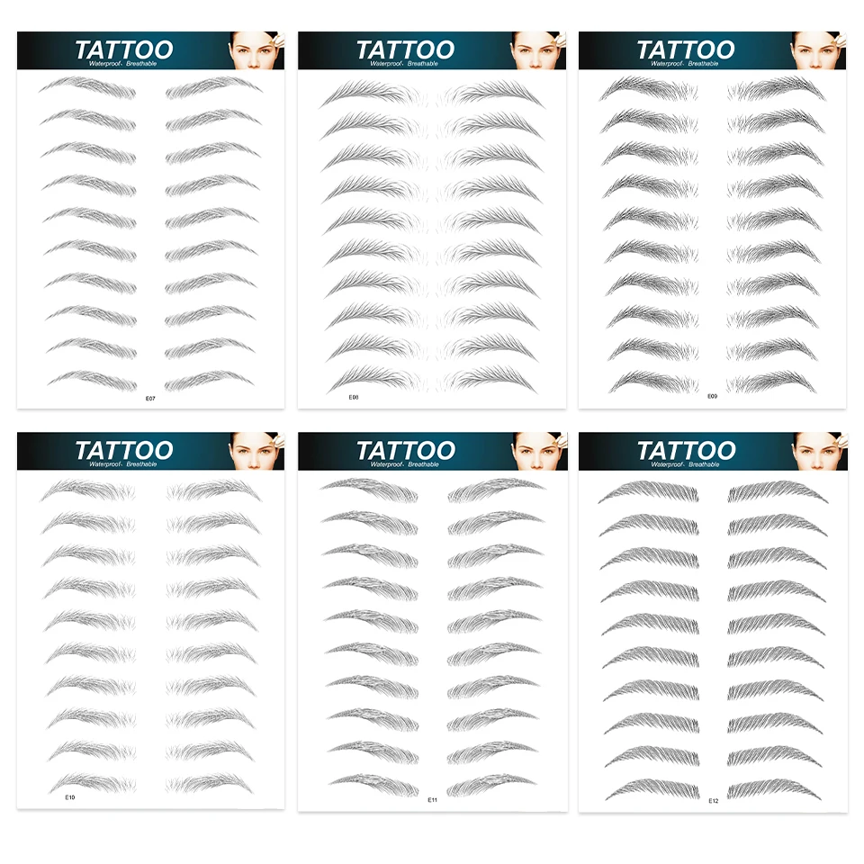Black Water-based Hair-liked Authentic Eyebrow Tattoo Sticker Waterproof Cosmetics Long Lasting Makeup False Eyebrows Stickers
