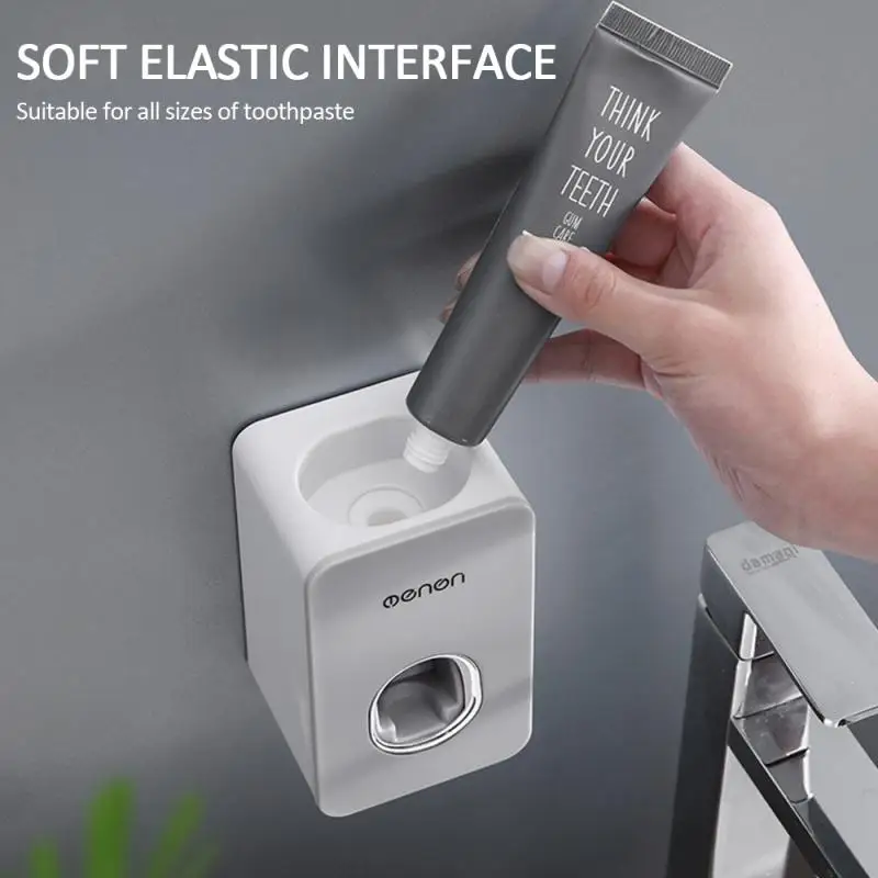 New Automatic Toothpaste Dispenser Toothbrush Holder Wall Mounted Toothpaste Lazy Dispenser Bathroom Accessories Set