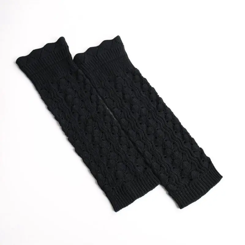 Womens Winter Warm Thermal Crochet Knit Fur Trim Leg Warmers Cuffs Boot women Socks Solid Color